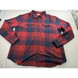 Columbia Plaid Flannel Shirt Mens XXL Red Blue Button Up Long Sleeve